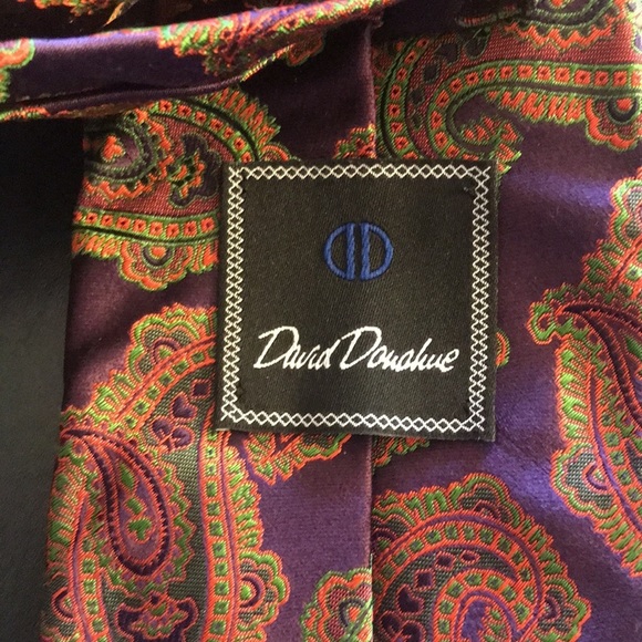 David Donahue silk tie woven inItaly handmade in USA paisley print - Picture 5 of 7